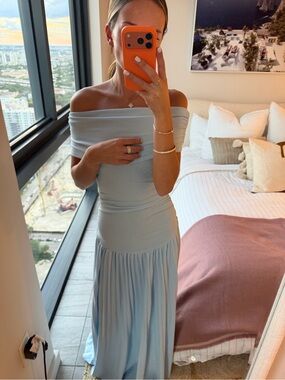 Lioness One-Shoulder Light Blue Maxi Dress